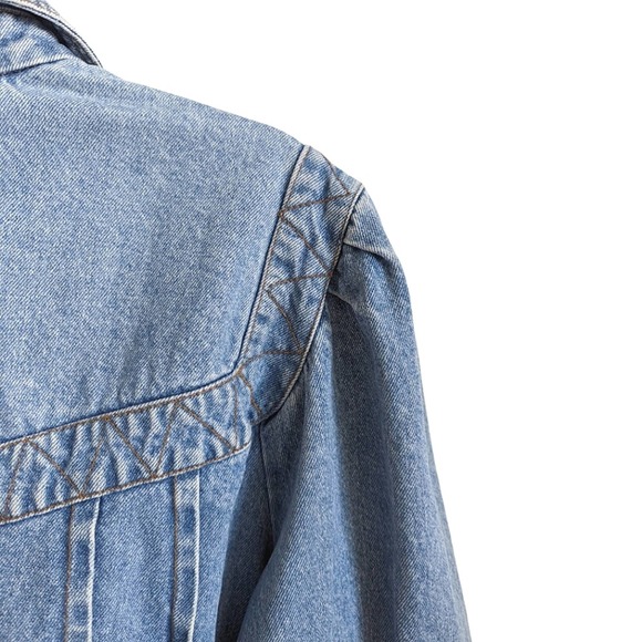 Vintage 80's Rare Gitano Medium Wash Zip Up Collared Pleated Denim Jacket Large - Picture 5 of 9